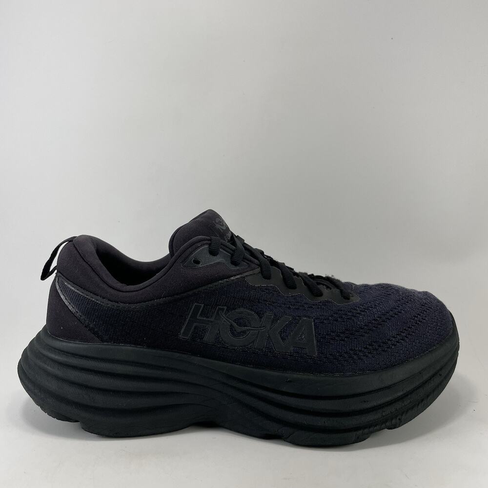Hoka One One Bondi 8 Womens Size 8.5 Wide D Triple Black Road Running Shoes